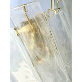 Set of Two Contemporary Venied-White "Alabastro" Listelli Murano Wall Sconces