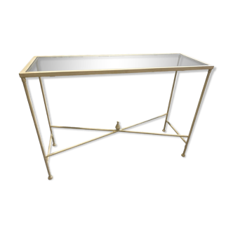 Wrought iron console and tempered glass top
