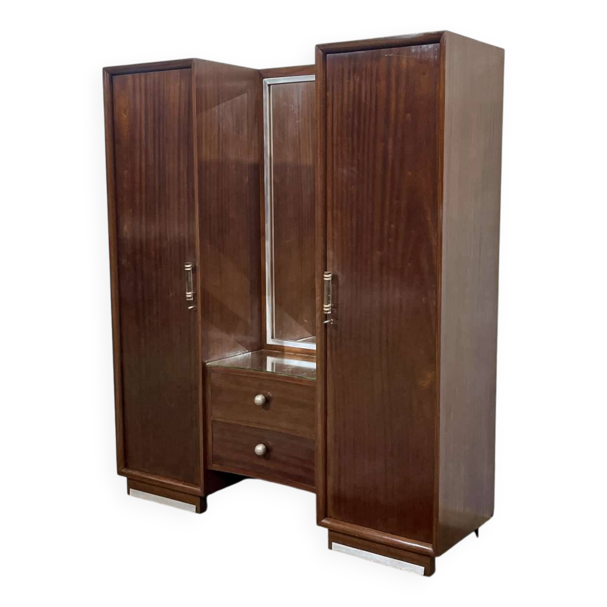 Art Deco wardrobe-dressing table stamped RINCK 115 Faubourg St Antoine Paris