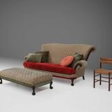 Large Victorian Sofa and Matching Ottoman, United Kingdom, 1890s