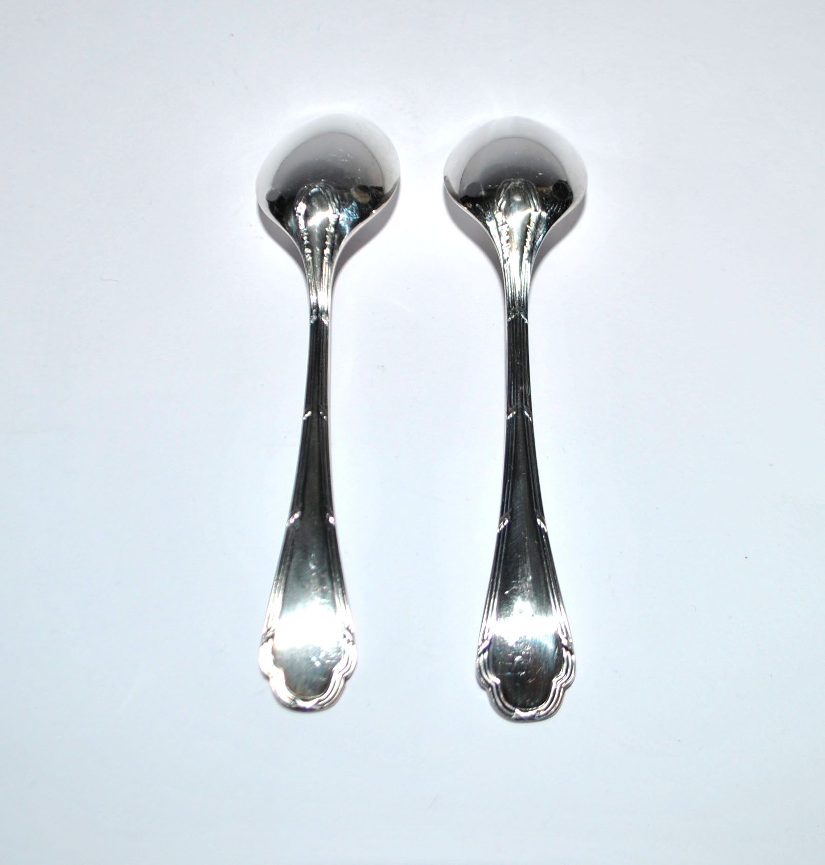 Ercuis set of 2 moka teaspoons Trianon in silver-plated metal with crossed ribbon 11 cm