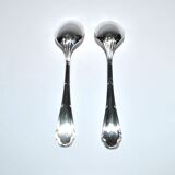 Ercuis set of 2 moka teaspoons Trianon in silver-plated metal with crossed ribbon 11 cm
