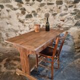 Antique trestle table in oak – France early 20th century – 110 cm