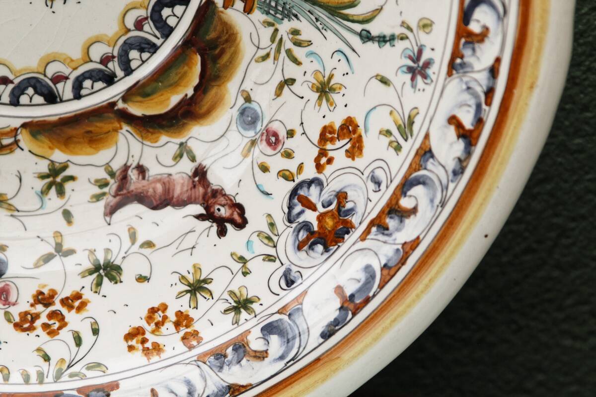 Earthenware salad bowl, hand painted