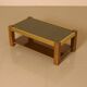 Rectangular Italian coffee table in wood and gold metal from the 70s.