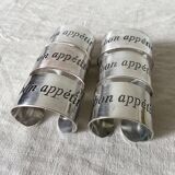 Silver metal napkin rings Bon appetit