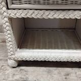 White rattan chest of drawers and bedside table