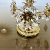 Paire de lampes fleurs , Hollywood Regency, cristal et laiton doré, 1970