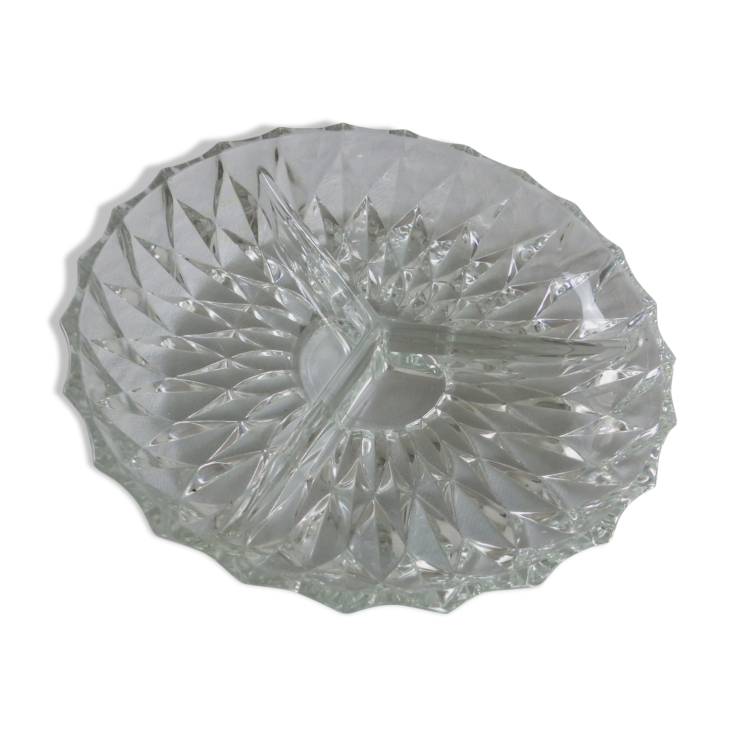 Plat à apéritif à compartiments en verre
