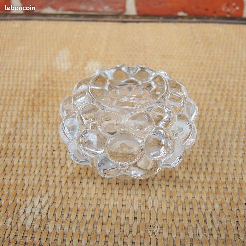 "Raspberry" Crystal Candle Holder by Orrefors