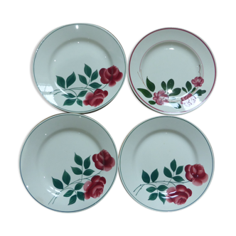 Set de 4 assiettes plates anciennes en pêle mêle