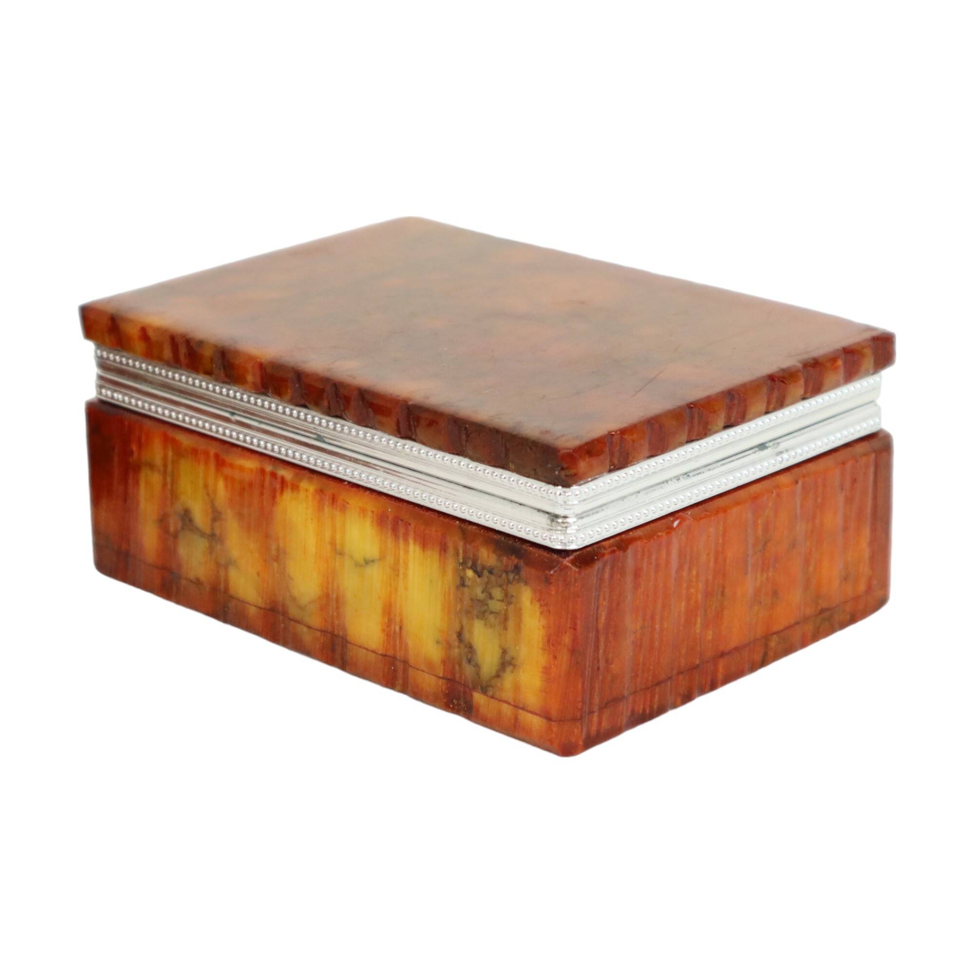 Italian Smoke Set Orange Hand Carved Alabaster Romano Bianchi 1960s