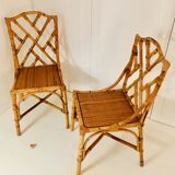 2 Italian chairs bamboo and rattan