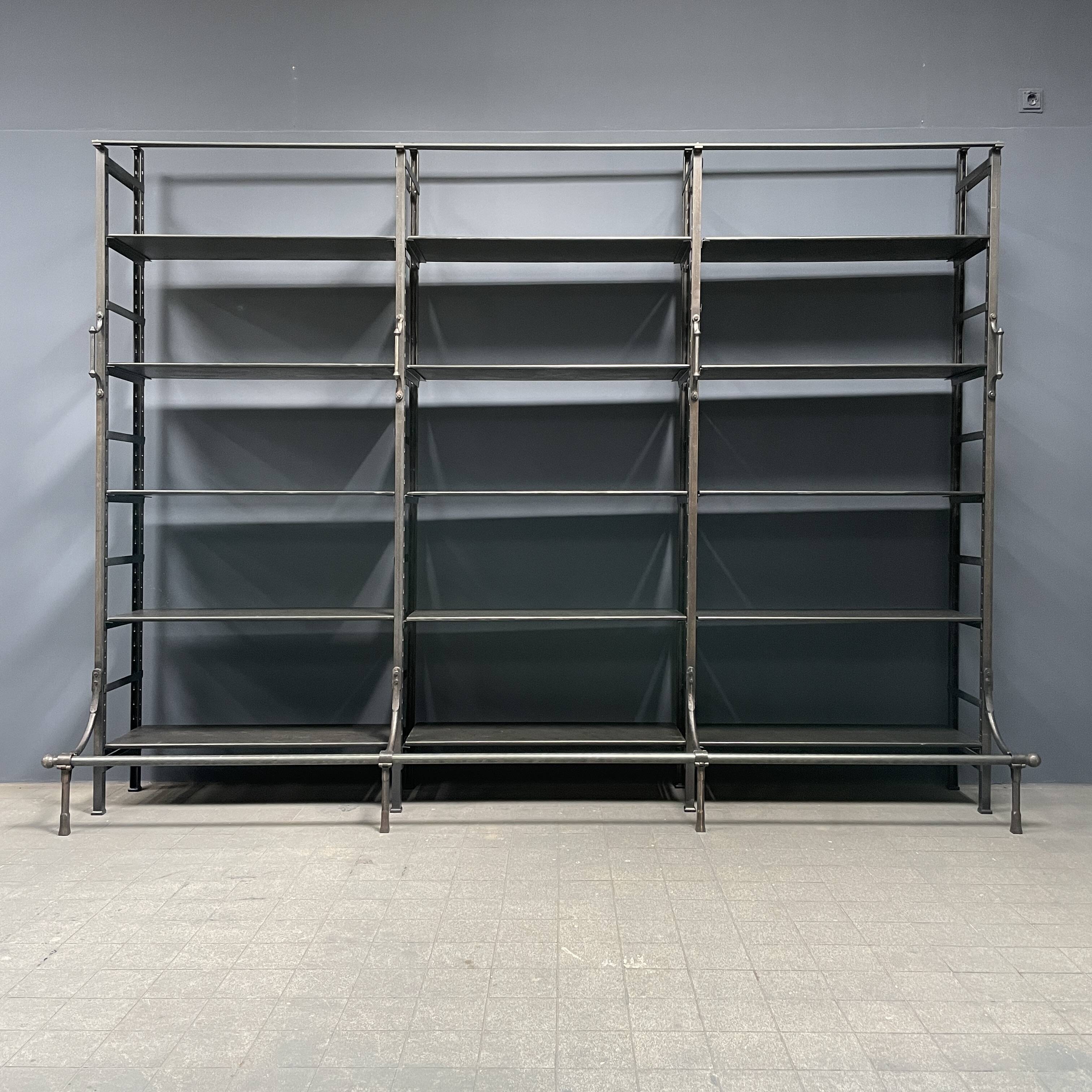 Industrial Iron Library Wall Shelving Cabinet