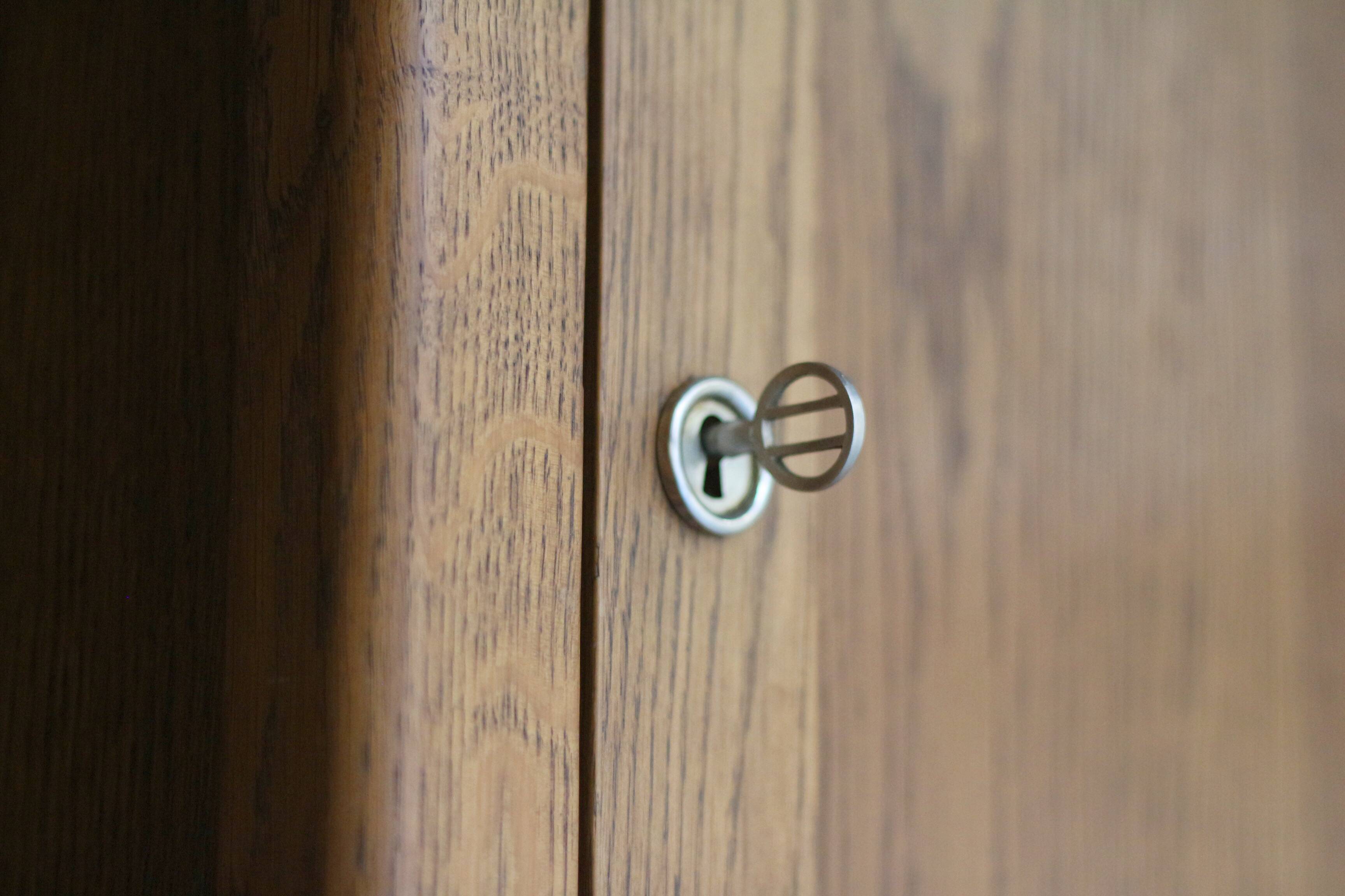 Rare: Parisian wardrobe, oak bonnetière from the 1950s