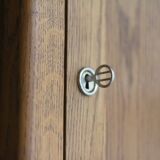 Rare: Parisian wardrobe, oak bonnetière from the 1950s
