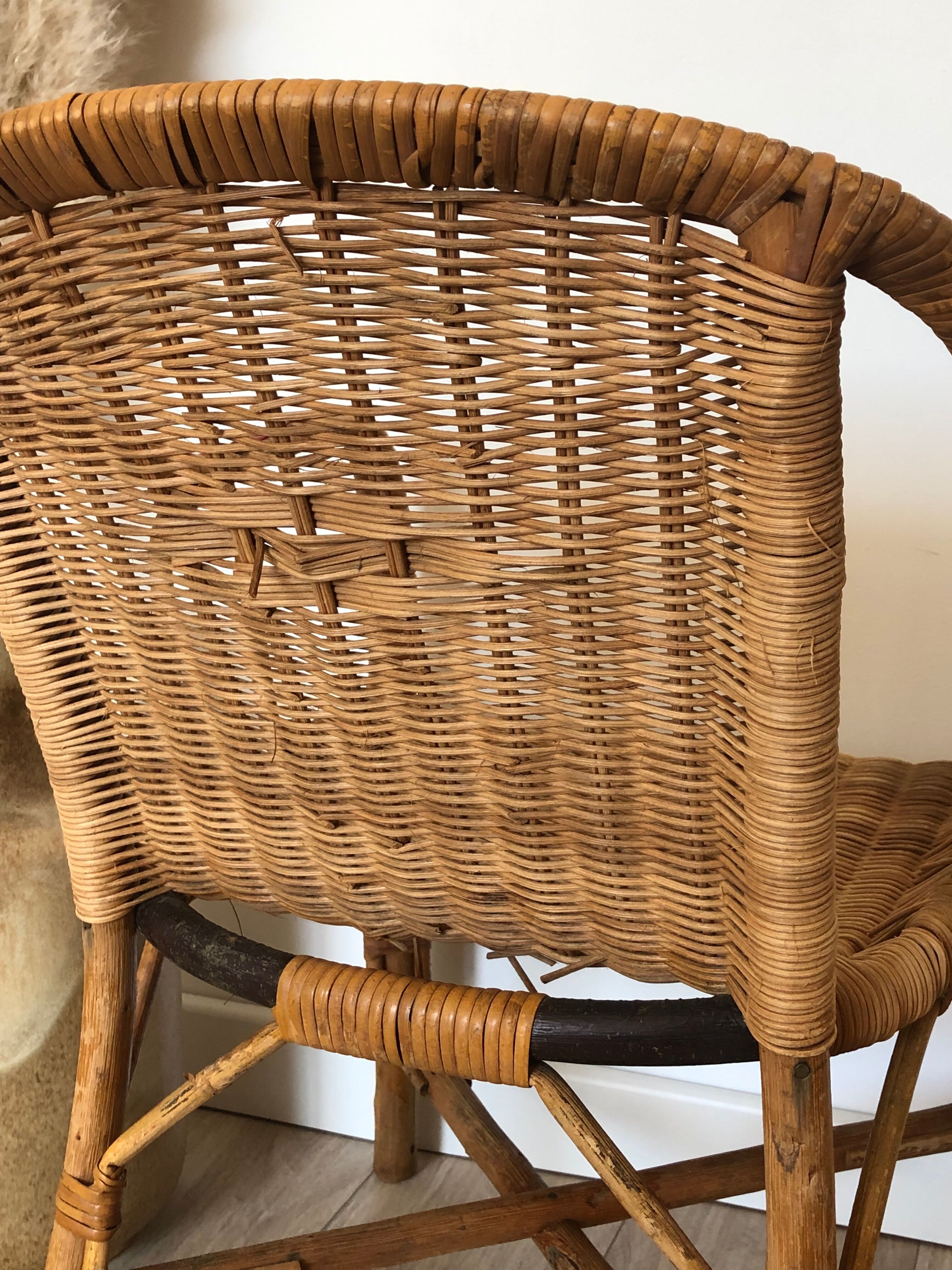 Children's armchair from the 60s, wicker