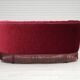 1970s, Danish 2-seater "Banana" sofa, original cherry-red velour.