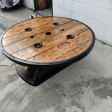 Unique Industrial Coffee Table Ringed Touret SNCF 120 cm.