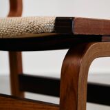 Mid-Century Bentwood Chair Set in Stained Beech with Wool Upholstery