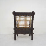 Solid oak and rope lounge chair, The Netherlands 1960's