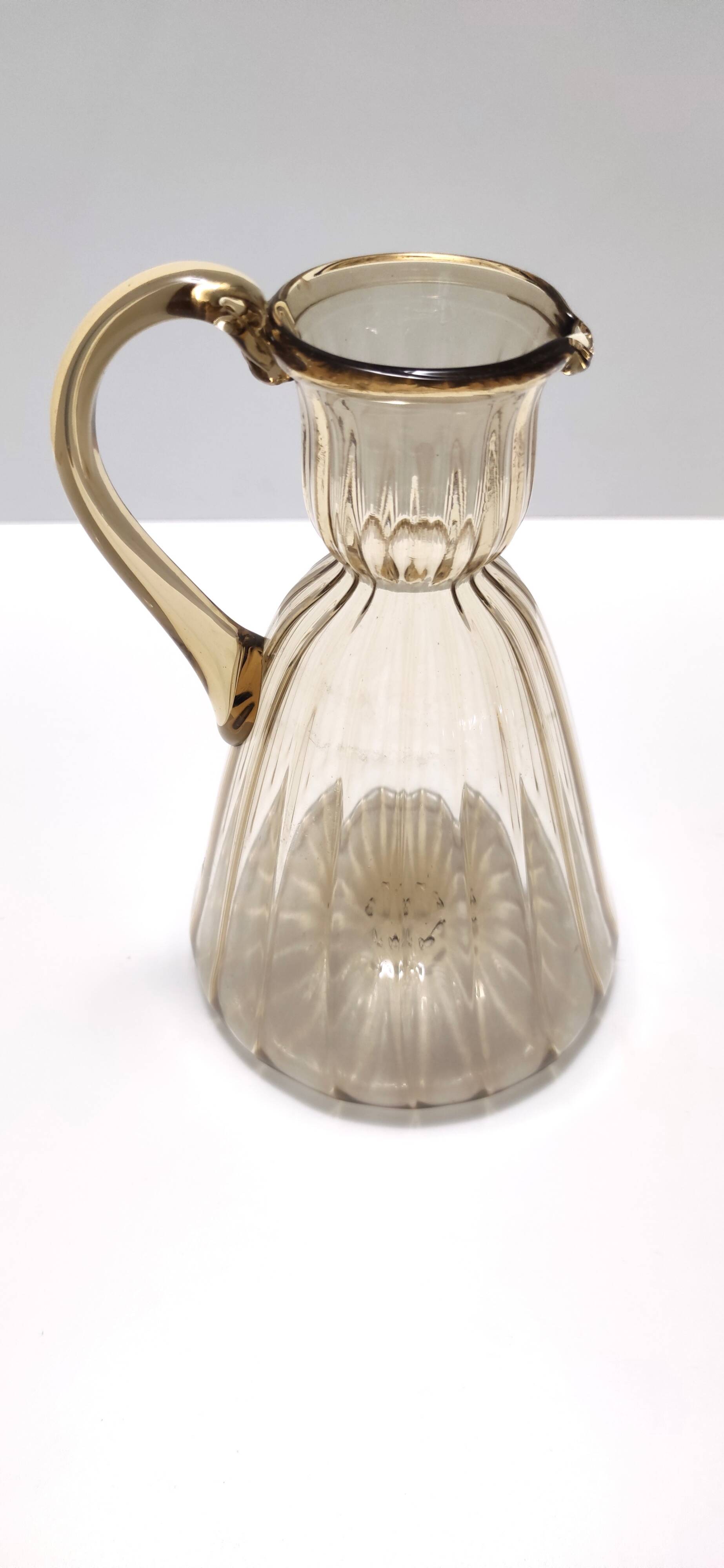 Straw-Colored Glass Pitcher Vase Ascribable to Vittorio Zecchin, Italy