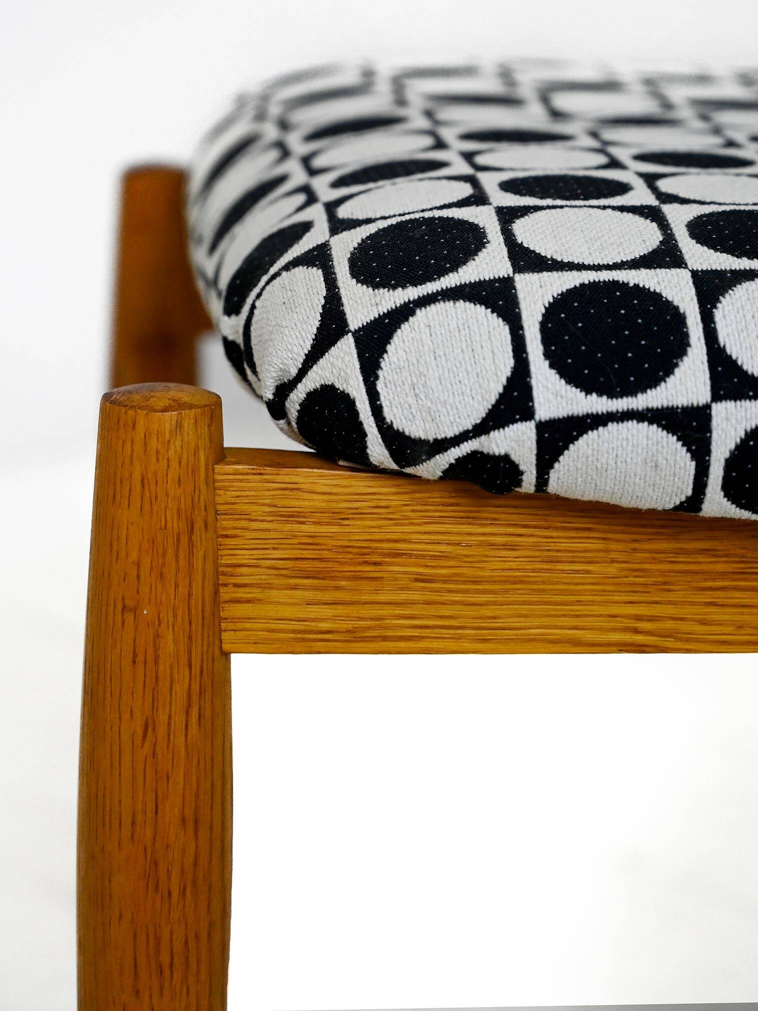 Vintage stool with original fabric