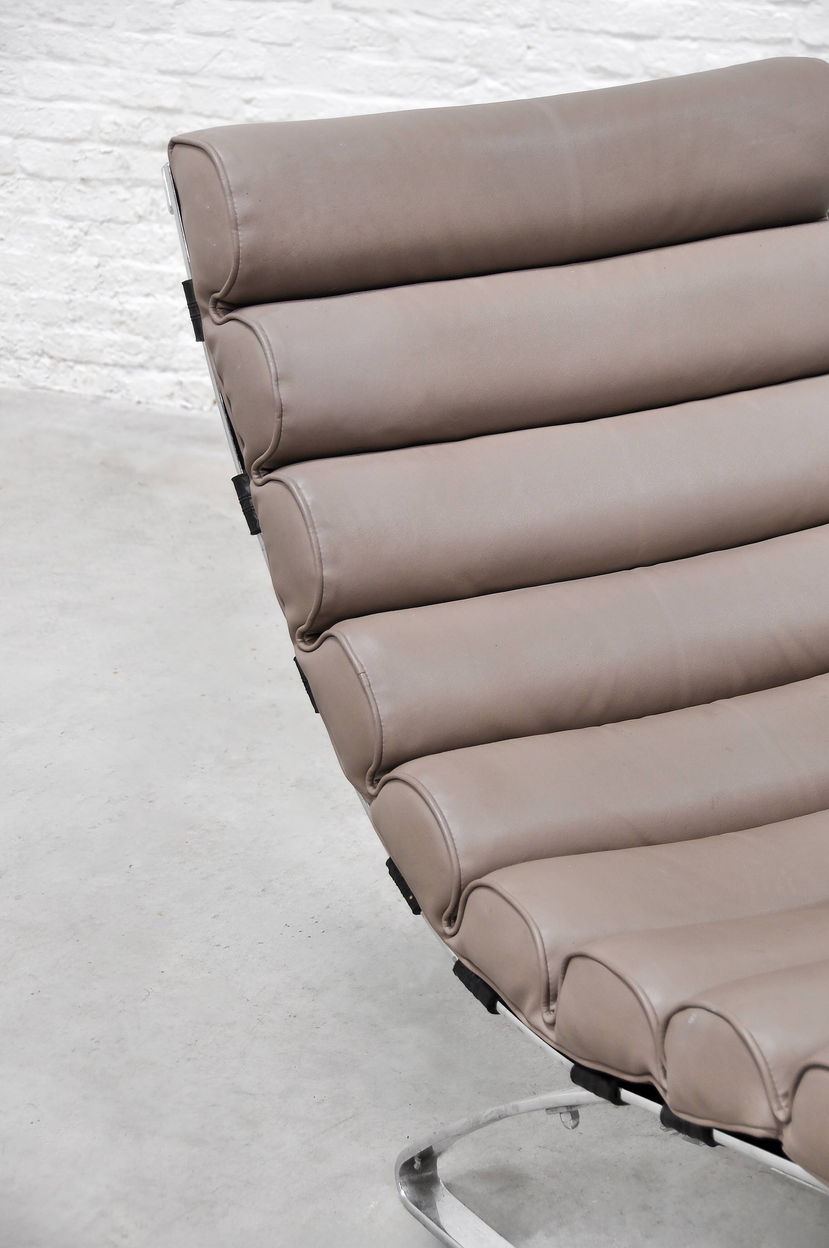 Space Age Leather Cantilever Lounge Chair, 1960's