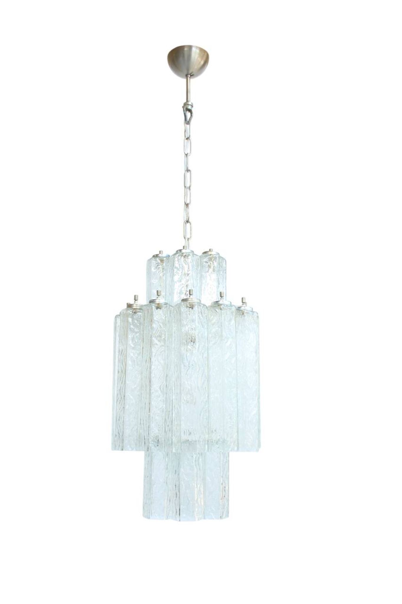 Chandelier with Murano tubes vintage attributed to Venini
