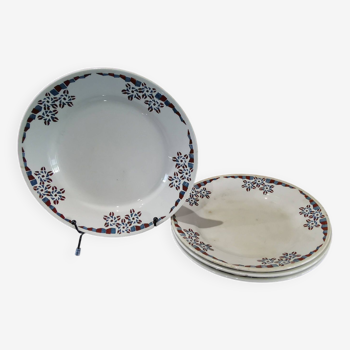 4 earthenware dinner plates OKAN model from Longchamp TERRE DE FER