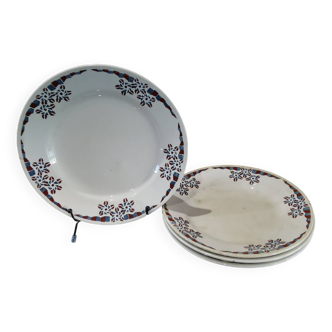 4 earthenware dinner plates OKAN model from Longchamp TERRE DE FER