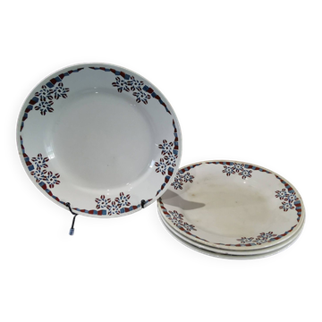 4 earthenware dinner plates OKAN model from Longchamp TERRE DE FER