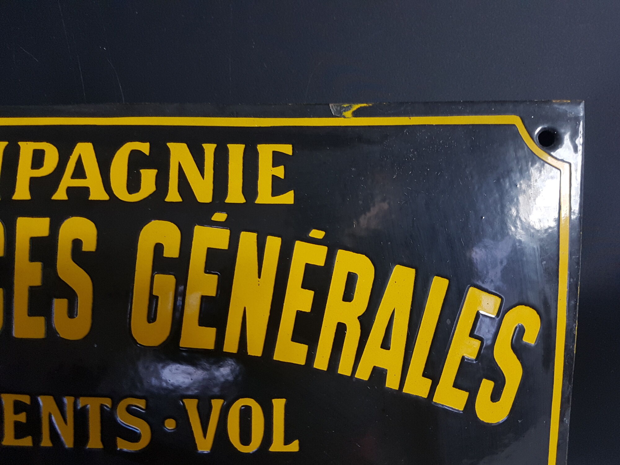 Advertising enamel plate "General insurance company... Miscellaneous risks... Hail, livestock mortality..." 50x 42 cm