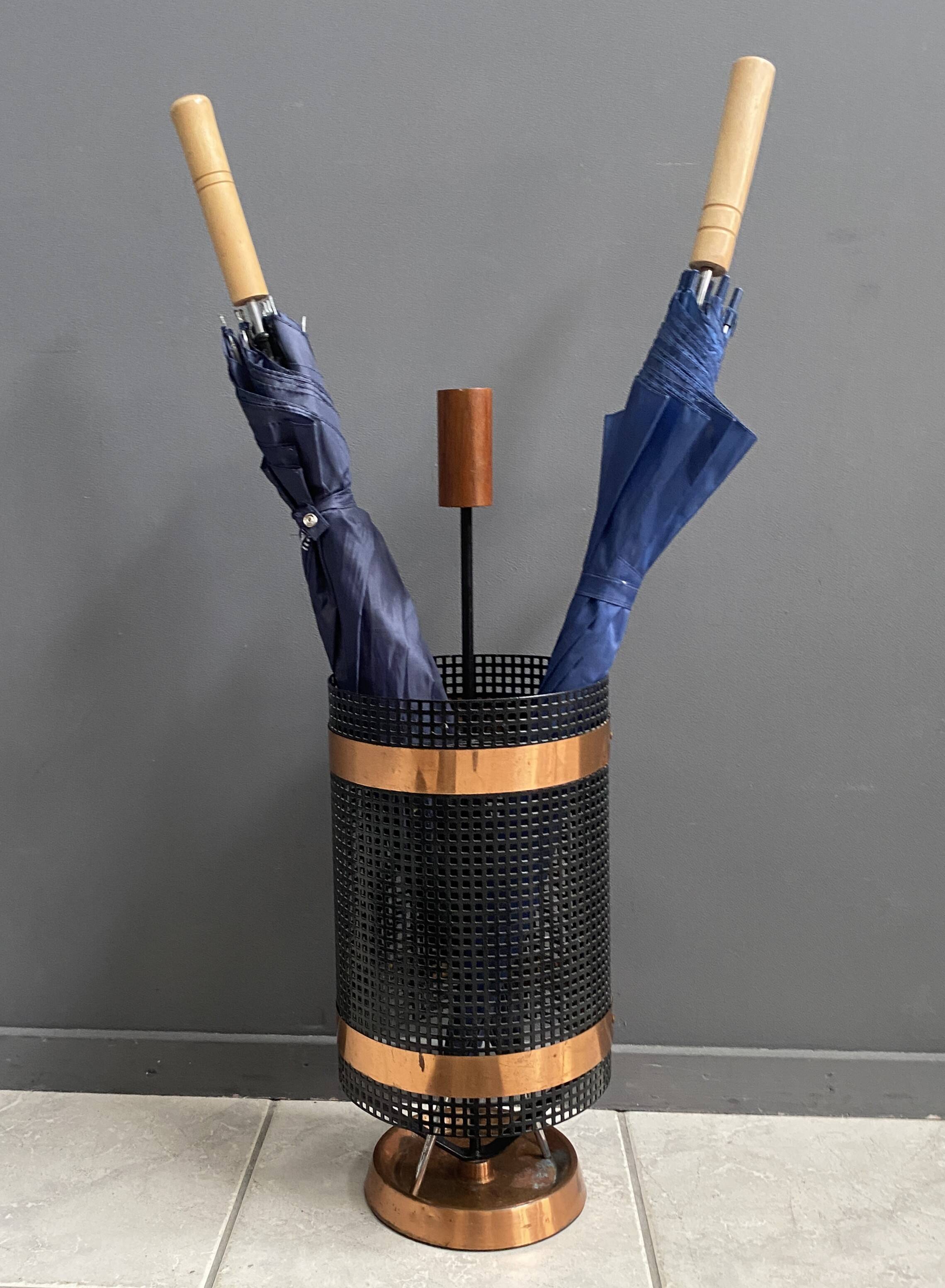 Metal and teak Umbrella stand 1960s