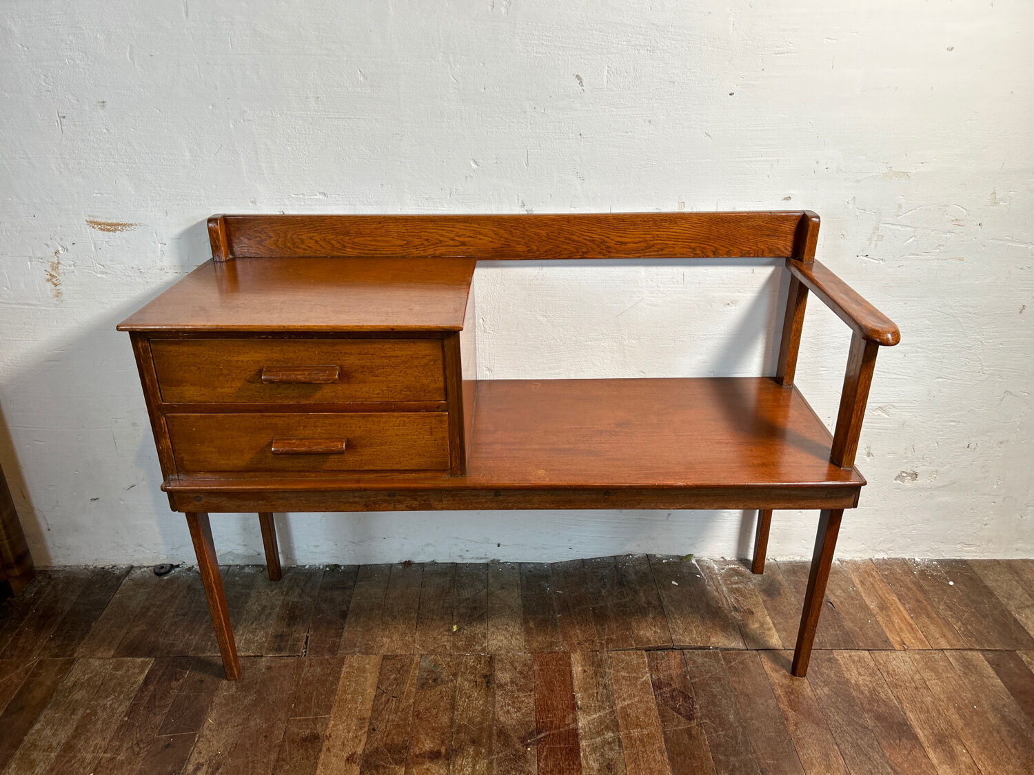 Mid Century Retro Vintage Teak Telephone Seat 1960