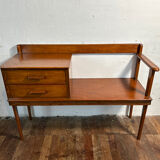 Mid Century Retro Vintage Teak Telephone Seat 1960