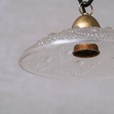 Brass and Glass Mid-Century Pendant Lights (7 Available)