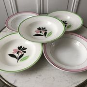 Lot of 5 hollow plates digoin sarreguemines model "rustic" and "casino" 50s