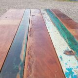 Polychrome teak dining table for 8 to 10 people