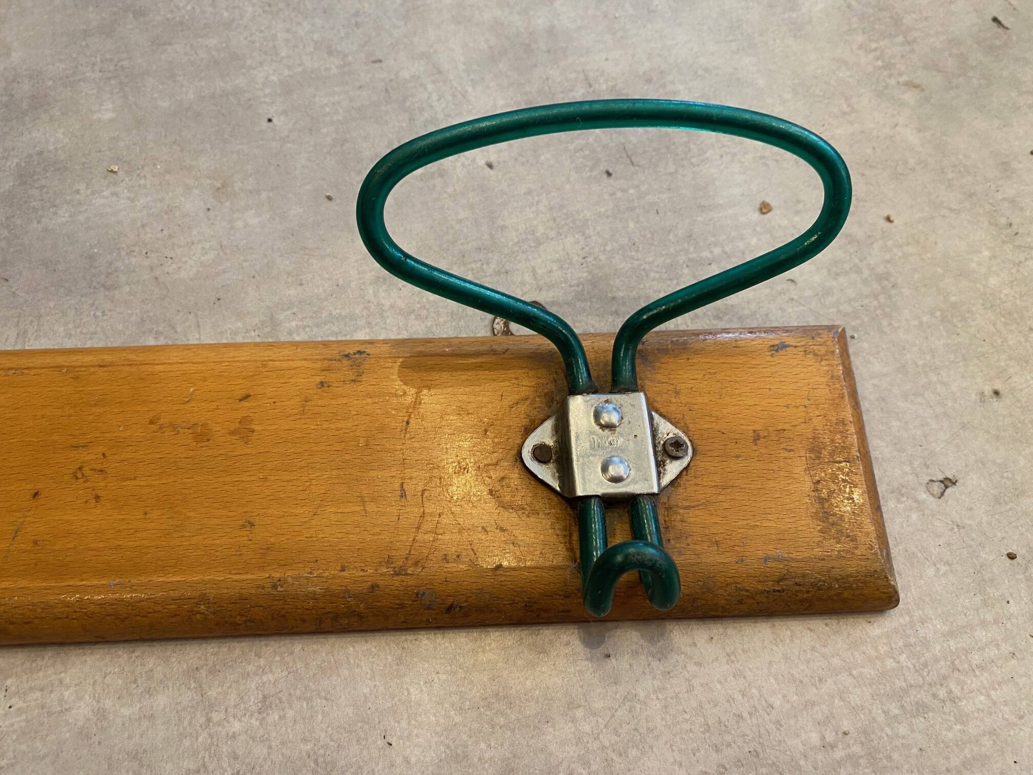 Old coat rack from the 50's double wood and metal hooks