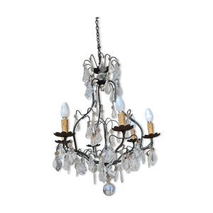 Lustre cage en bronze etcristal