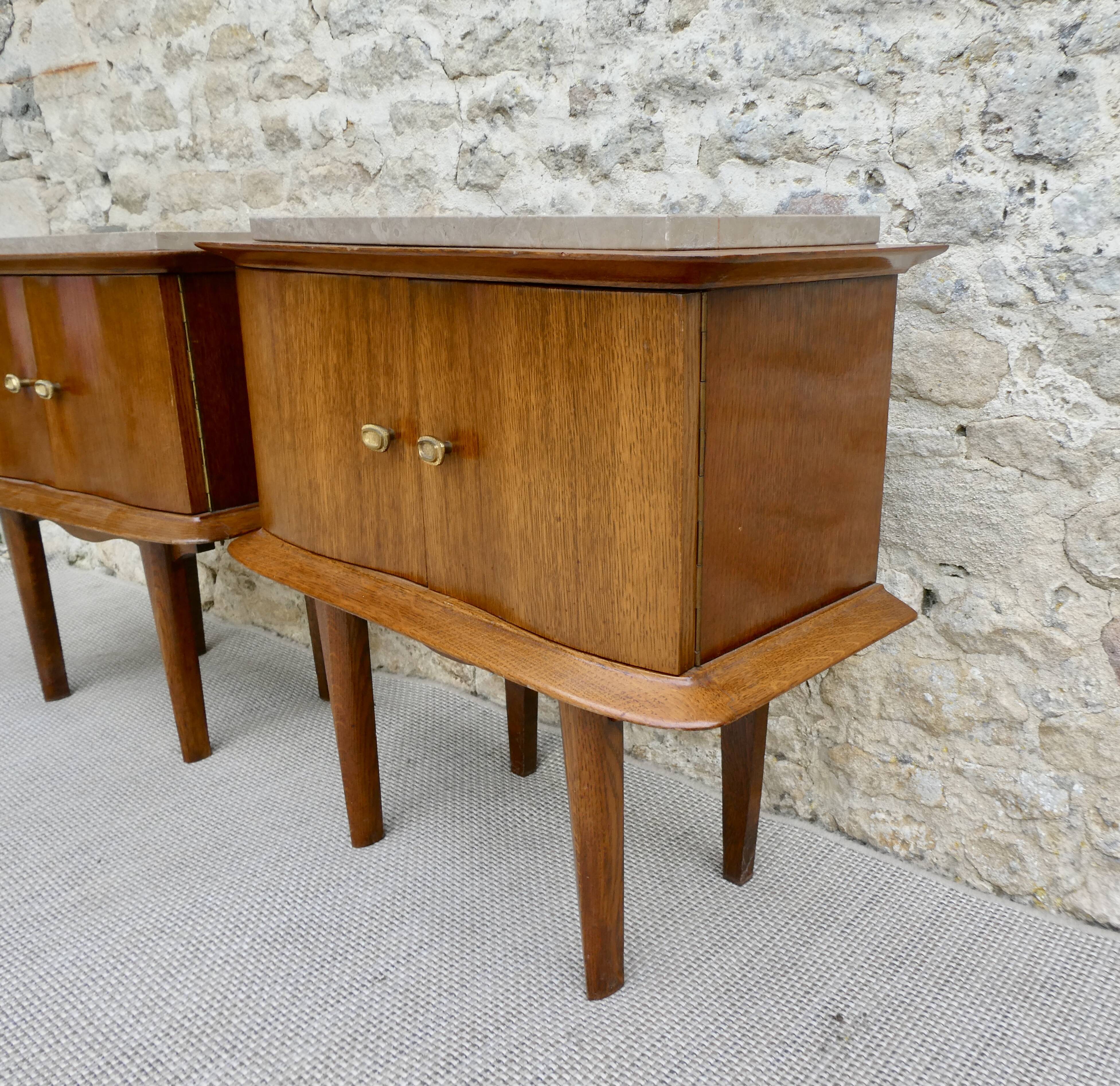 Pair of wooden and marble bedsides, 1960s