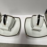 Jl coquet prelude - set of 2 coffee cups with saucer - limoge porcelain.