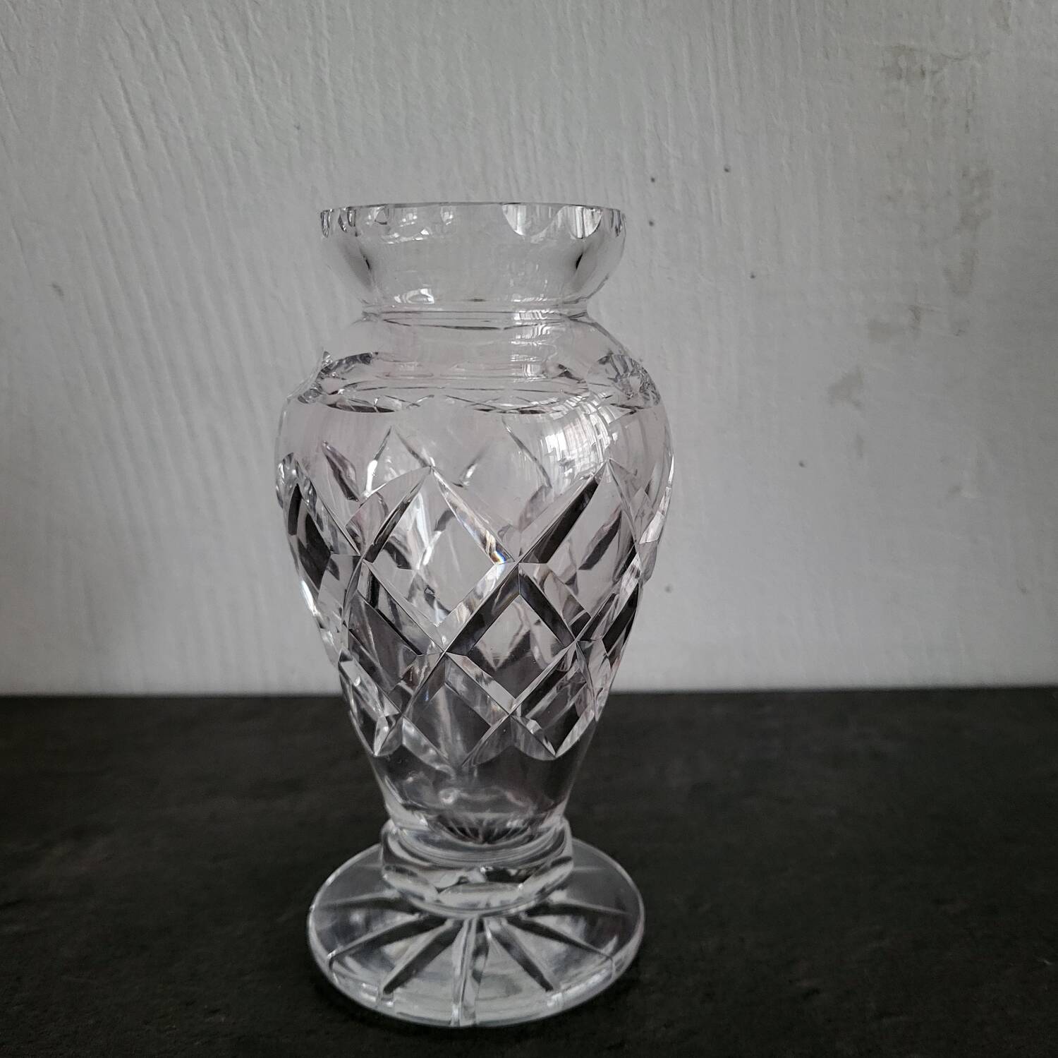 Vintage Bohemian crystal vase in excellent condition.