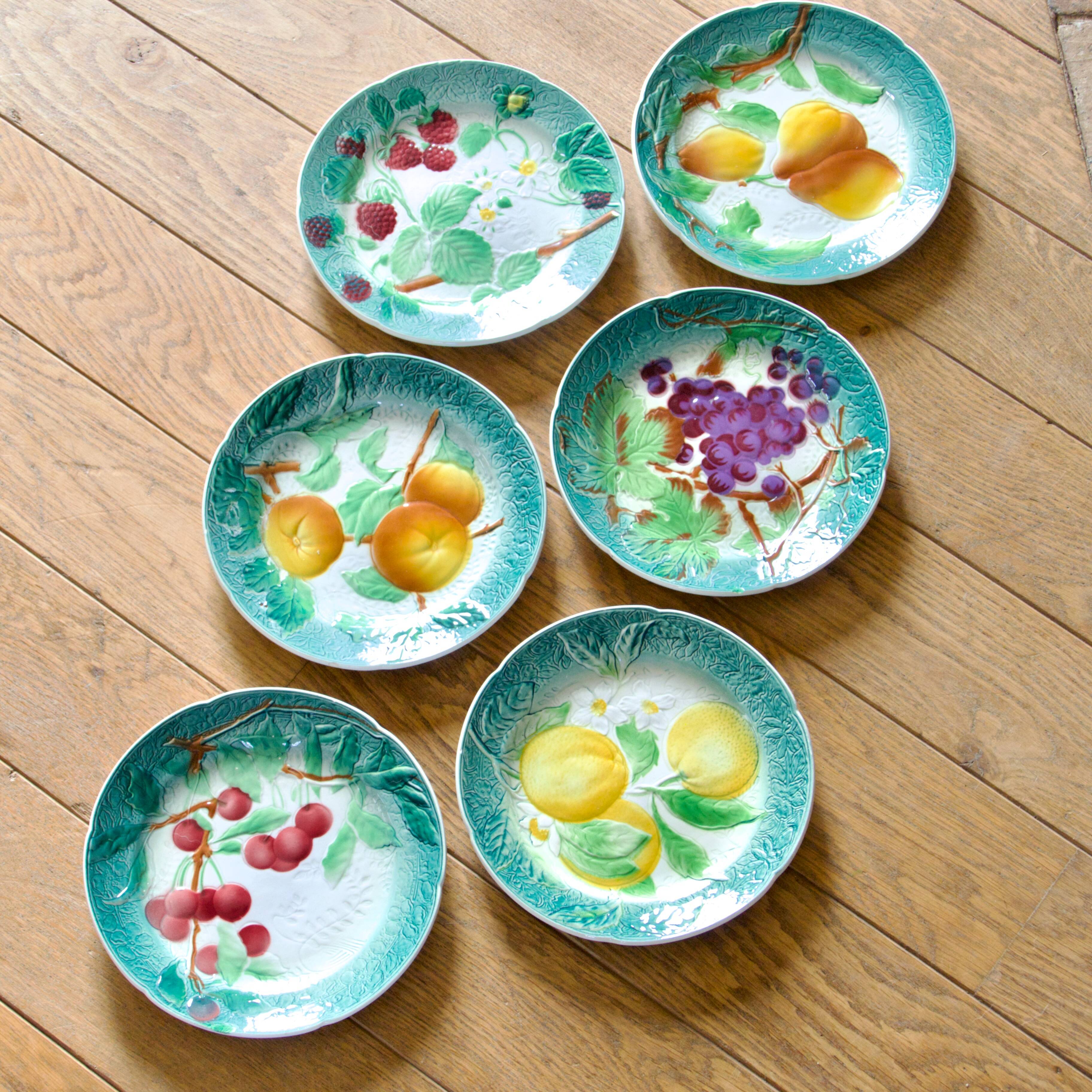 1922 KG Lunéville Badonviller barbotine fruit plates