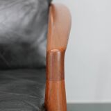 1960s Kai Kristiansen Paper Knife 3-Seater Teak Sofa in Leather , Denmark