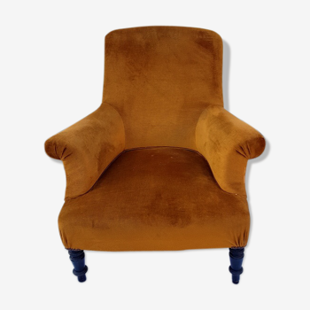 Golden velvet Napoleon III armchair