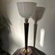 Art Deco lamp made of wood, brass, and opaline.