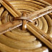 Bauhaus DLG rattan and brass bowl by Italian Gabriella Crespi
