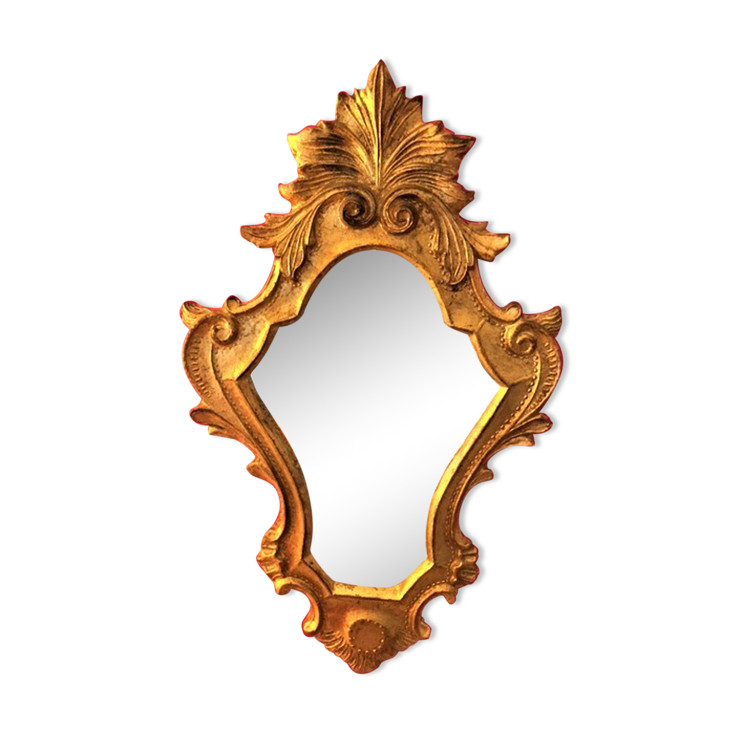 Old mirror gilded wood 42 cm x 25 cm